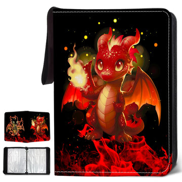 Wazzio 900 Pocket Trading Card Storage Album  Card Binder with 50 Durable 9-Pocket Pages  Pterosaur Dragon Design on Pocket Card Packs  Gifts for Zipper Closure Collector's Album