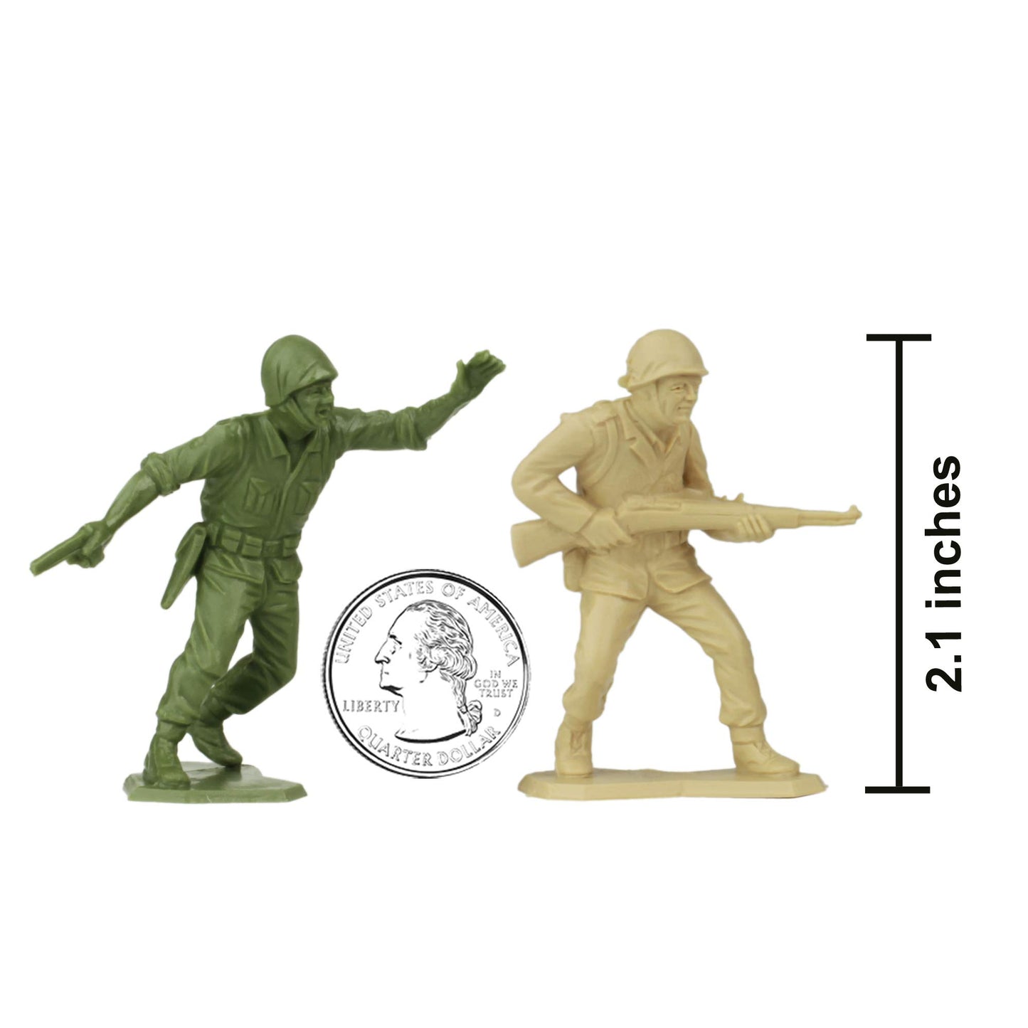 Bmc Marx Plastic Army Men Us Soldiers - Green Vs Tan 38Pc Ww2 Figures - Made In Usa