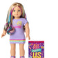 American Girl Truly Me 18-Inch Doll 110 With Light-Blue Eyes, Wavy Blonde Hair With Purple And Blue Highlights, Light Skin With Warm Olive Undertones, Purple Printed T-Shirt Dress