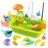 Play Sink with Running Water,Kids Sink Toy with Automatic Water Cycle System,Sink Fishing Game Toy with Food Kitchen Accessories