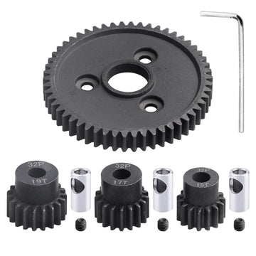 CrazyHobby RC Metal 54T 32P Spur Gear &15T/17T/19T Pinions Gear Set & 3.175mm Coupler for Traxxas Slash 4x4 4WD/2WD/VXL Rustler 