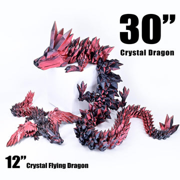 LOCYFENS Large 30'' 3D Printed Dragon, Articulated 3D Dragon Toys, Long Crystal Dragon Black Red