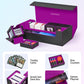 UAONO Trading Card Storage Box for MTG  Fits 7 Pcs Small Commander Deck Box  Large Card Deck Case with Dice Box for TCG PTCG Magic Sports Cards Game Playmat (Black  Purple)