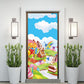 DOTOOMA 35.4 x 72.8 Inches Candyland Sweet Cartoon Rainbow Doughnut Color Flag Balloon Biscuit House Ice Cream Theme Yard Door B