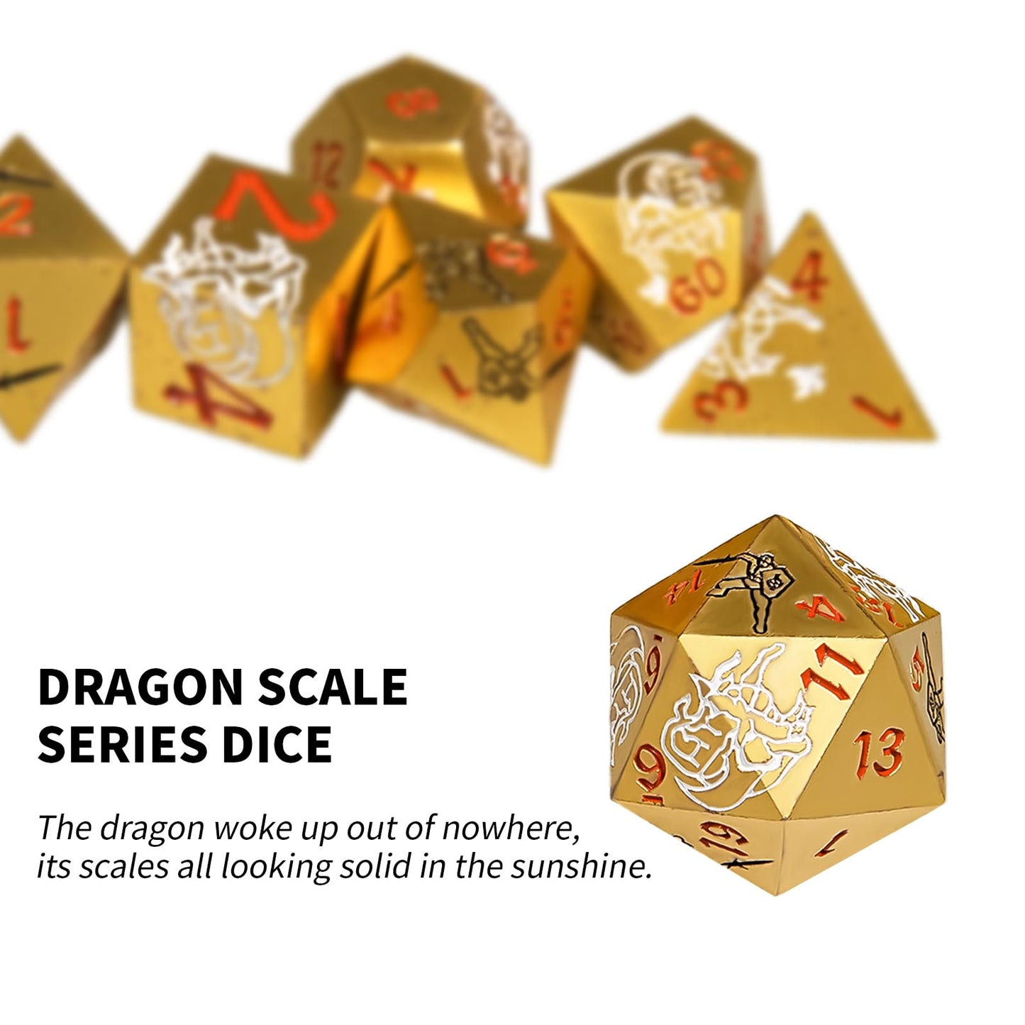 GU BEI TE Metal DND Dice Set, Dragons and Warriors DND Dice 7-pcs Metal Polyhedral Dice Set for Dungeons and Dragons RPG MTG Tab
