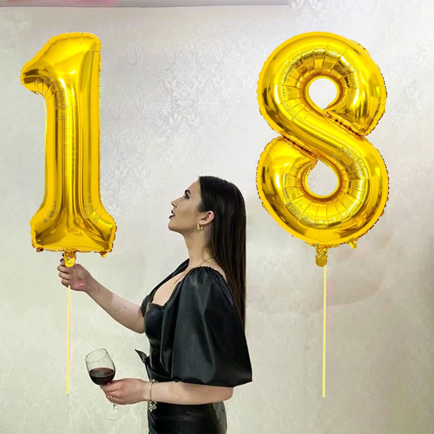 18 Number Balloon Gold 40 Inch Big Foil Mylar 18Th Balloons For 18 Year Old Boy Girl Birthday Party Decorations Wedding Annivers