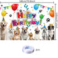 Duftgu Dog Birthday Backdrop, Polyester, 70.8 X 47.2 Inch, Includes Backdrop Banner And 20 Feet Long String, For Home Indoor Out