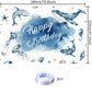 Blue Ocean Happy Birthday Backdrop Decorations Marine Animals Happy Birthday Banner Birthday Blue Ocean Photo Background For Hom