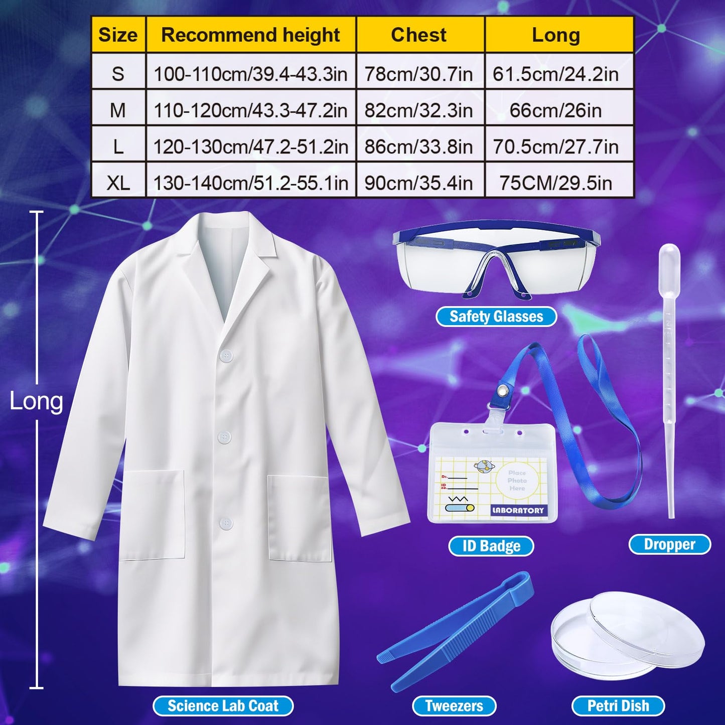 JOPSHEEN Kids Scientist Costume Lab Coat Pretend Play Scientist, Dress Up and Role Play Toys Gift for Boys Girls, with Goggles I