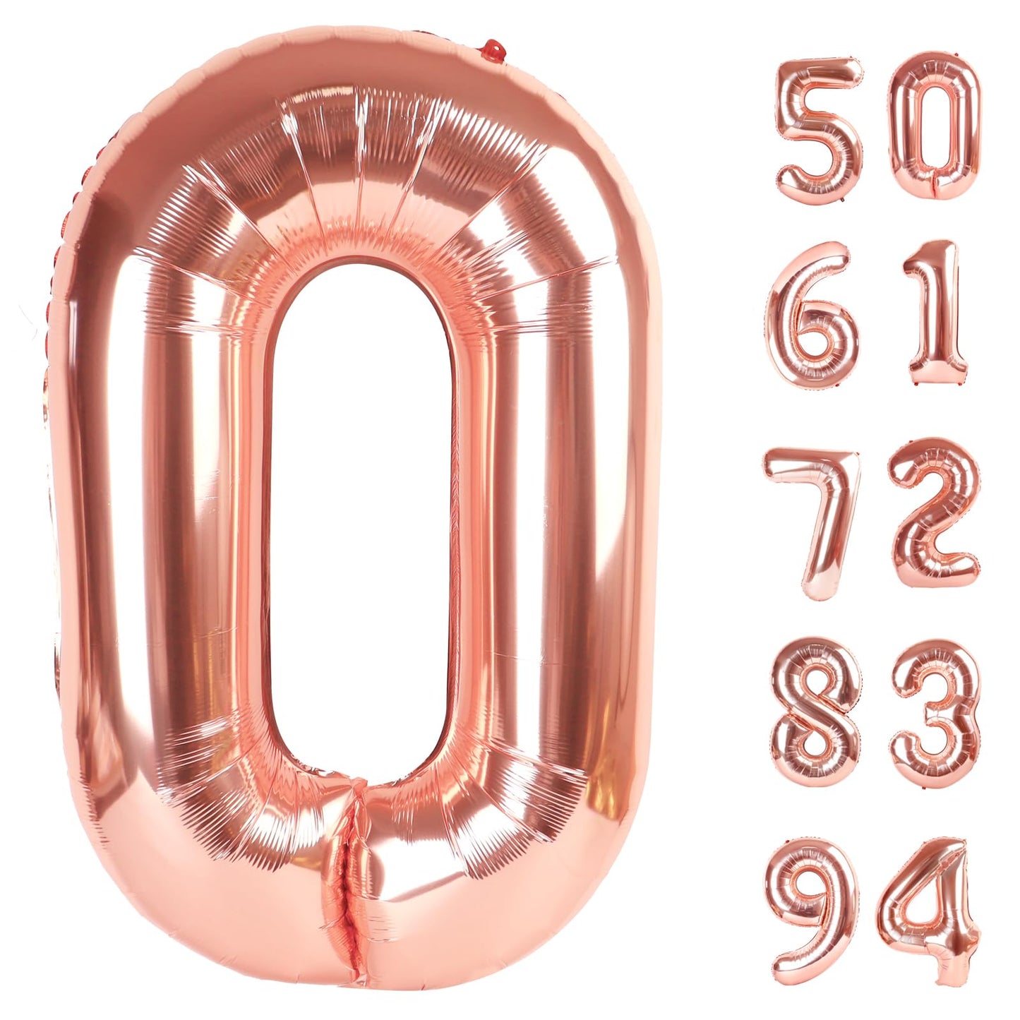 Rose Gold Number Balloon 40 Inch, 0 Number Balloons, 10 20 30 40 50 Numbers Balloon Birthday Decorations, Party Supplies For Wom