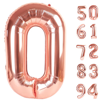 Rose Gold Number Balloon 40 Inch, 0 Number Balloons, 10 20 30 40 50 Numbers Balloon Birthday Decorations, Party Supplies For Wom