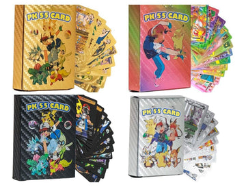 Pn Avan Pokemonn, Play Card Set Waterproof Plastic Cards Colour Golden 55. Silver 55. Black 55.Rainbow 55. Set (220 Pcs)