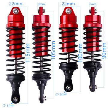 Aluminum RC Shocks for 1/10 Traxxas Slash 4x4 Rustler 4X4 VXL Shocks Stampede 4X4 Shocks Hoss 4X4 Monster Truck,Front & Rear, Re