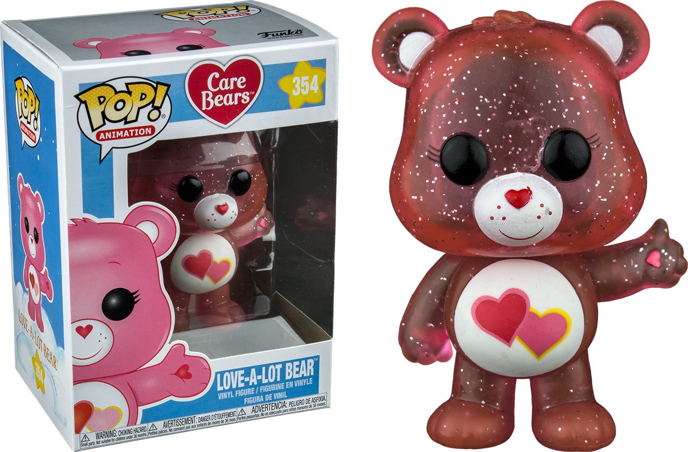 Funko Care Bears Glitter Love-a-Lot Bear Pop! Vinyl Figure #354 - Pink, Small, Vinyl Collectible