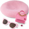 American Girl Truly Me 18-Inch Doll Pink Chic Accessories With Purse, Beret, Sunglasses, And Heart Ring, For Ages 6+