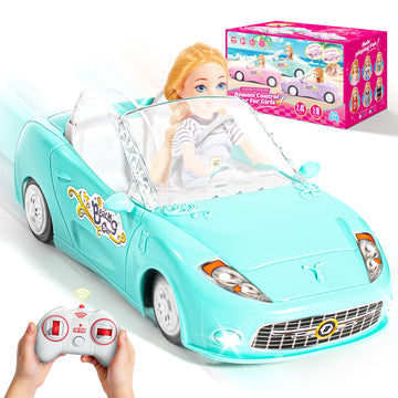 Hapkid Blue Remote Control Car For Girls, 1:18 Scale Rc Cars With Led Light, 2.4 Ghz Pink Truck Toy For Toddlers Kids, Birthday