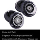 Wiggle Car Polyurethane Replacement Wheels Set (Front,2P Light Up), Swing Car Wheels Pack (Rear,2P Narrower) Upgrade For Ride-On Toys (Black)
