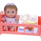 Jc Toys Lil Cutesies 9'' All Vinyl Baby Doll Bed Time Gift Set | Posable And Washable | Removable Outfit | Rocking Crib And Bed