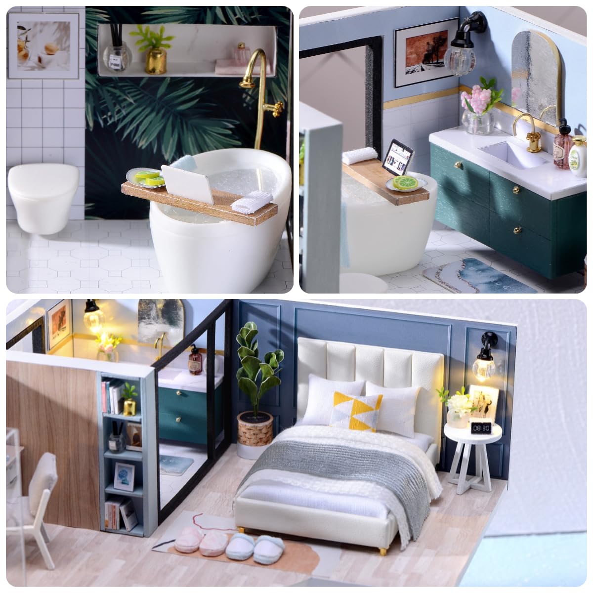 RHZN Miniature House Kit - DIY Dollhouse Building Kit, 1:24 Scale, Wood, Dollhouse Model for Adults