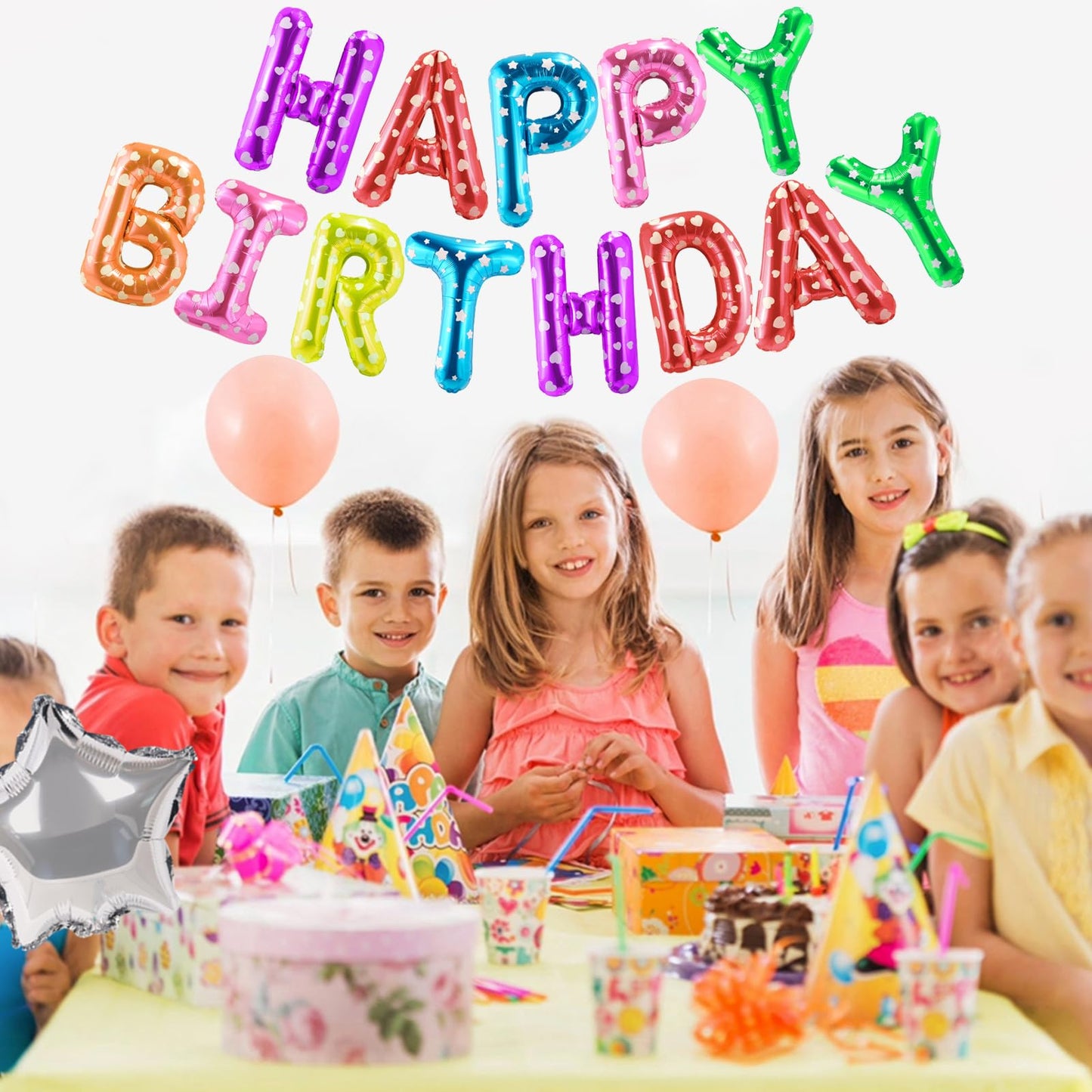 Canrevel Happy Birthday Banner 13Pcs 16 Inch Mylar Foil Letters Balloons Birthday Party Decorations For Kids And Adults - 3D Mul