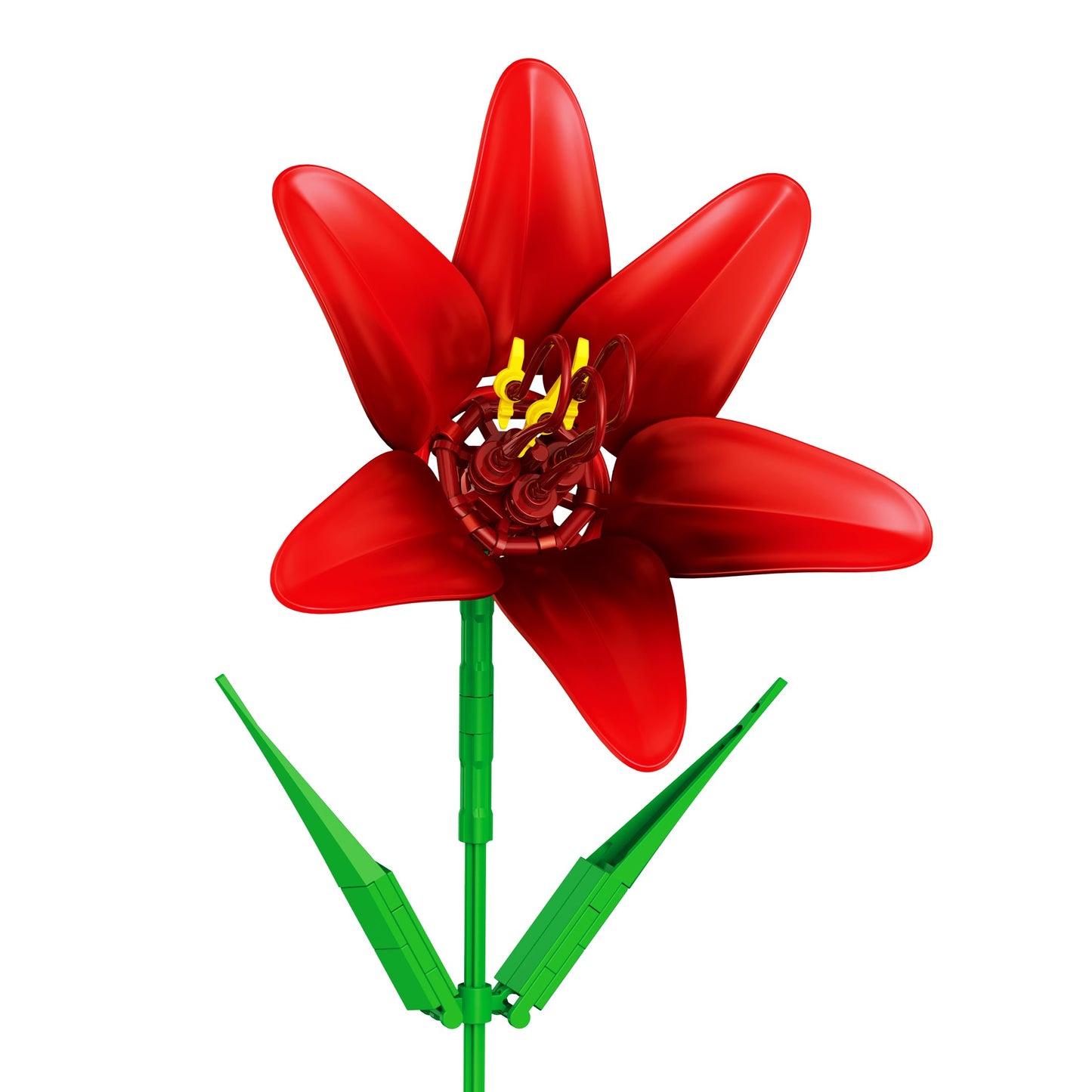 Brickcraft Bricktanicals Amaryllis Bricks Building Set 49 PCS Construction Toy Realistic Red Flower Stem Model Botanical Collect