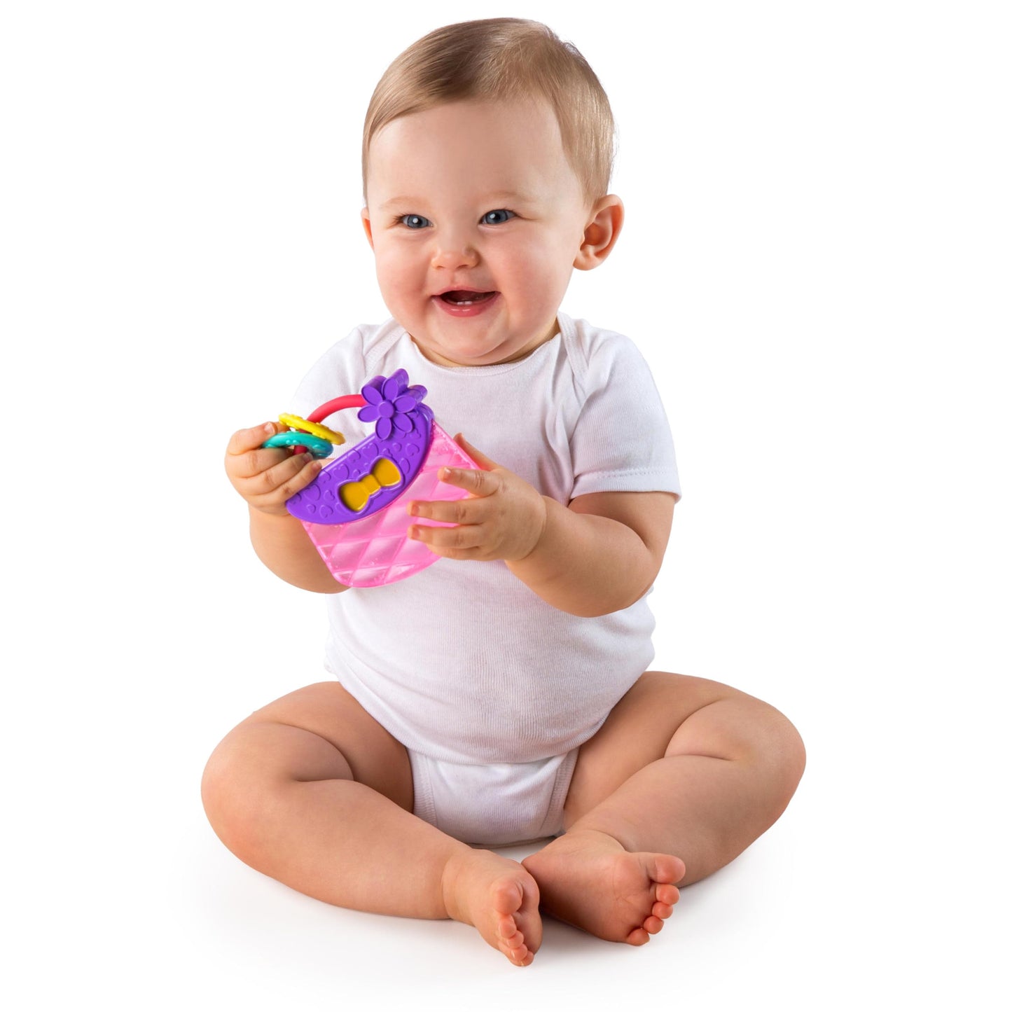 Bright Starts Everything Nice Teething Toys 9-Piece Set - Bpa-Free Rattles And Chillable Teethers, Purple And Pink Baby Toys, 3 Months+