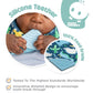 Cheeky Chompers 2-in-1 Baby Dribble Bib & Teether, Cotton, Reversible, One Size, Baby Dino, Model CCNCDINOF