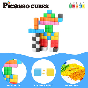 Picassotiles Magnet Cube Building Blocks 108 Pieces 1.2'' 3Cm Magnetic Cubes Toy Construction Building Educational Sensory Toys