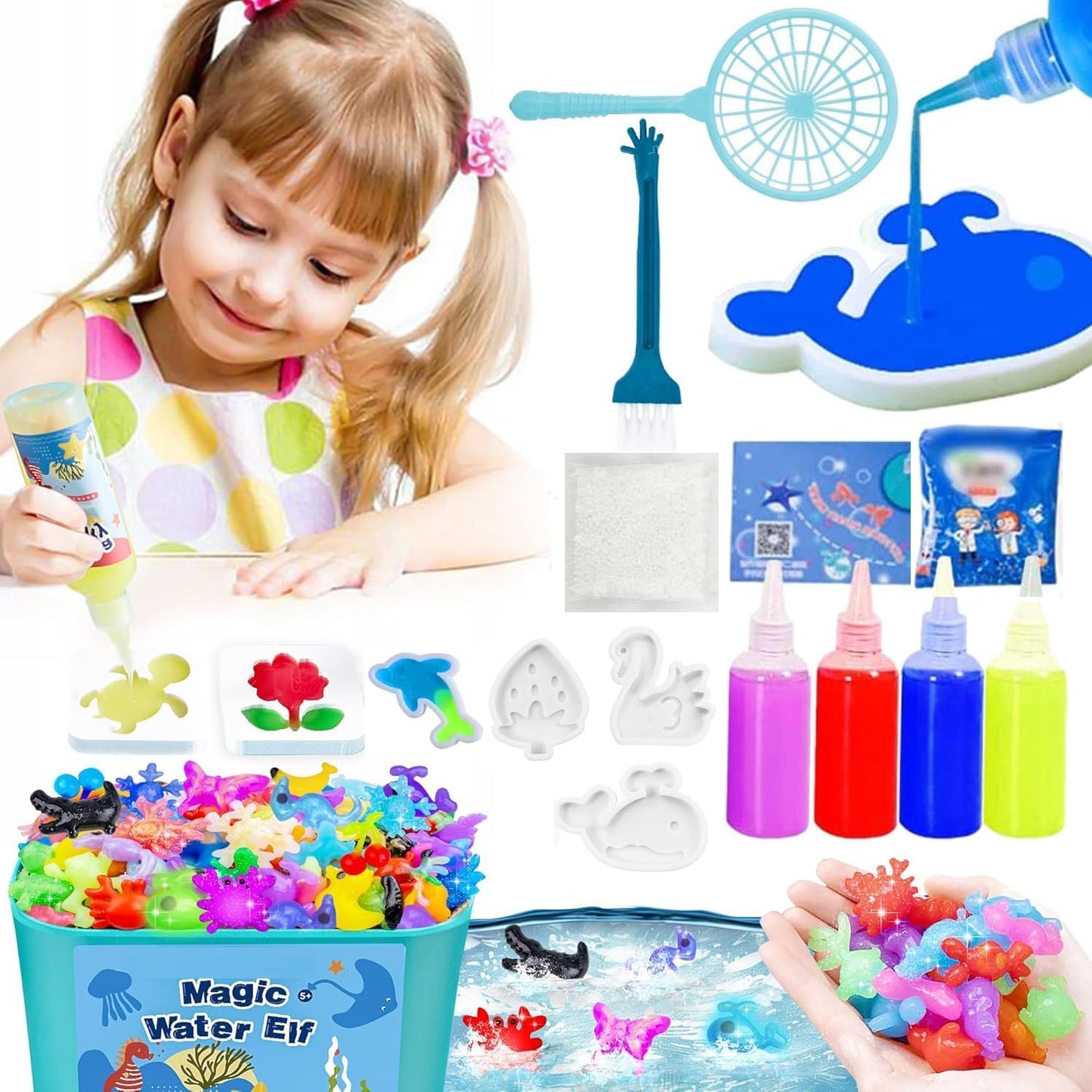 Amitasha 3D Water Spirit Magic Art Elf Craft Kit Water Gel Toys Mould Jelly Activity Fun Educational Soft Squeeze Birthday Gift 