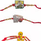Kavim Rakhi Gold Plated N Pvc 3 Cartoon Kids Rakhi With Roli Chawal Greeting Pack Rakhi For Brother & Kids Ra 24512