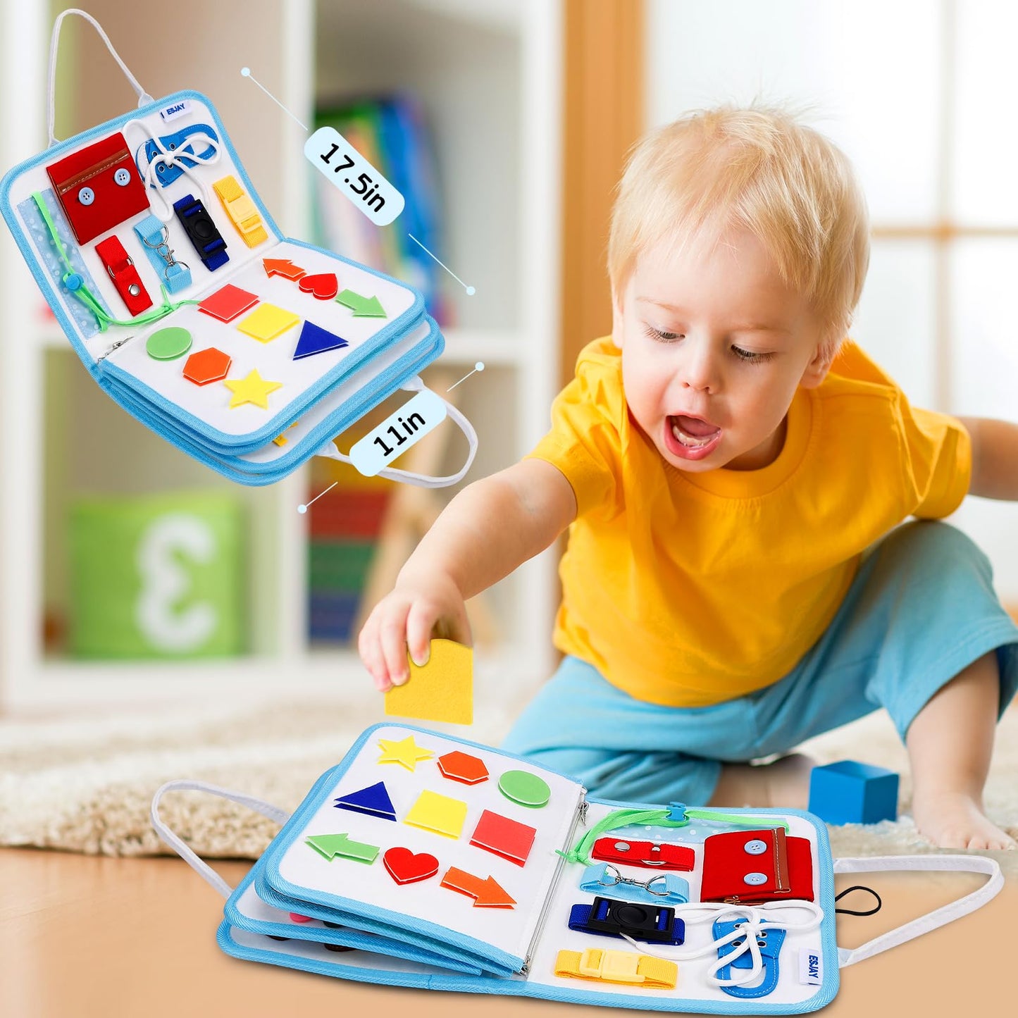 Esjay Toddler Busy Board Montessori Toys, Sensory Board Educational Activities For Learning Fine Motor Skills, Gifts For Girls B