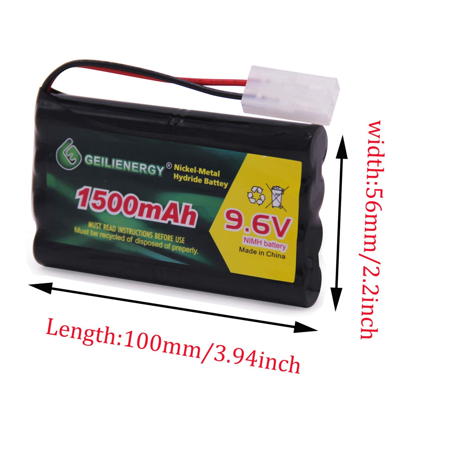 QBLPOWER 9.6V 1500mAh NI-MH Rechargeable Battery Pack for RC Car Truck Tank and Vehicles and Charger Cables(2 Pack)