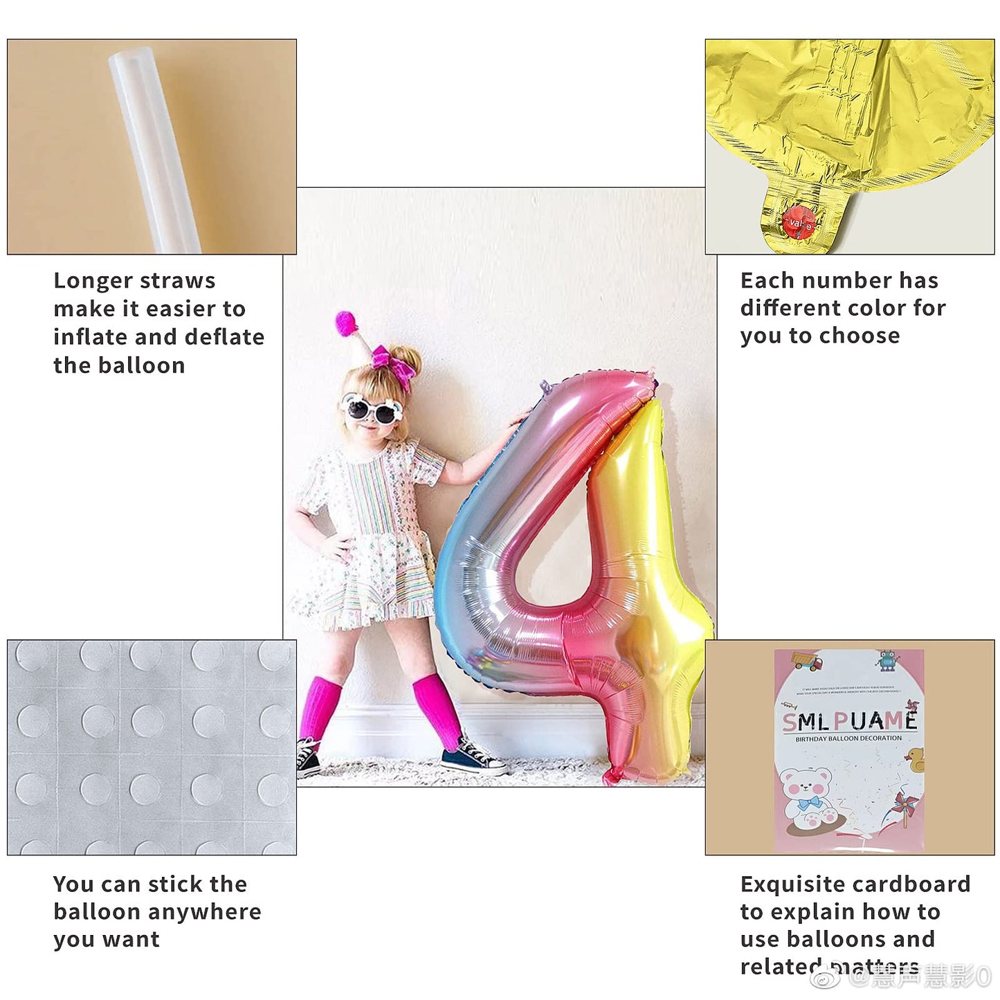 Smlpuame 40 Inch Number Balloons 0-9 Rainbow Gradient Large Number 10 Balloons, Digital Balloons For Birthday Party Celebration