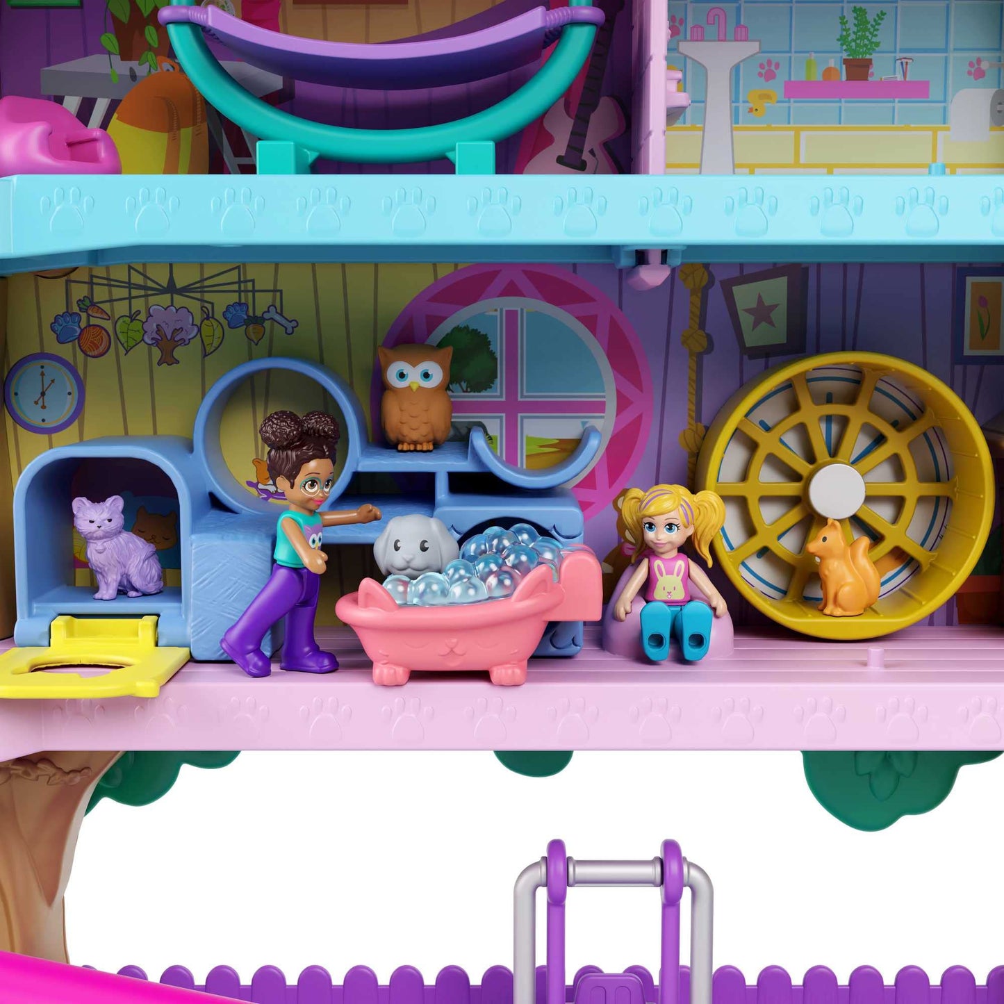 Polly Pocket Doll House Playset with 2 Micro Dolls, Toy Car & 15+ Accessories, Multicolor, H32.38cm, Model HHJ06
