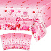 Avezano 3 pcs Galentines Day Tablecloth Plastic Happy Galentines Day Decorations Sweet Loveheart Party Tablecover Disposable 108
