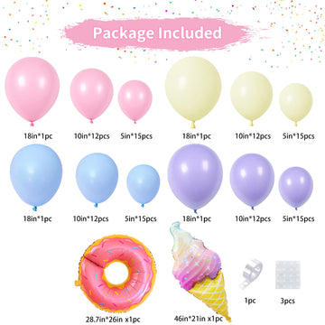 Ice Cream Party Decorations,Pastel Rainbow Balloon Arch With Donut Sweet Ice Cream Foil Balloons For Kids Donut Grow Up Baby Show