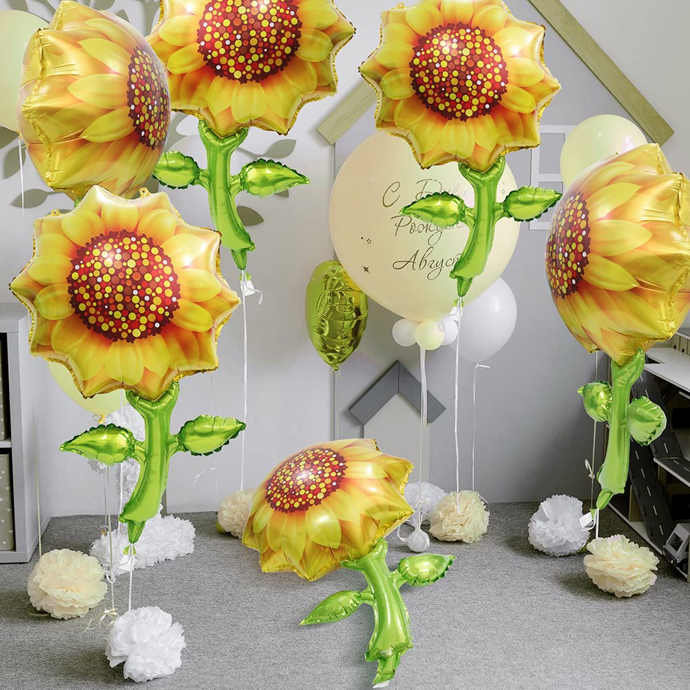 3D Big 34'' Yellow Sunflower Sunshine Balloons Spring Summer Floral Sunflower Party Decorations Sunflower Themed Mylar Foil Ball