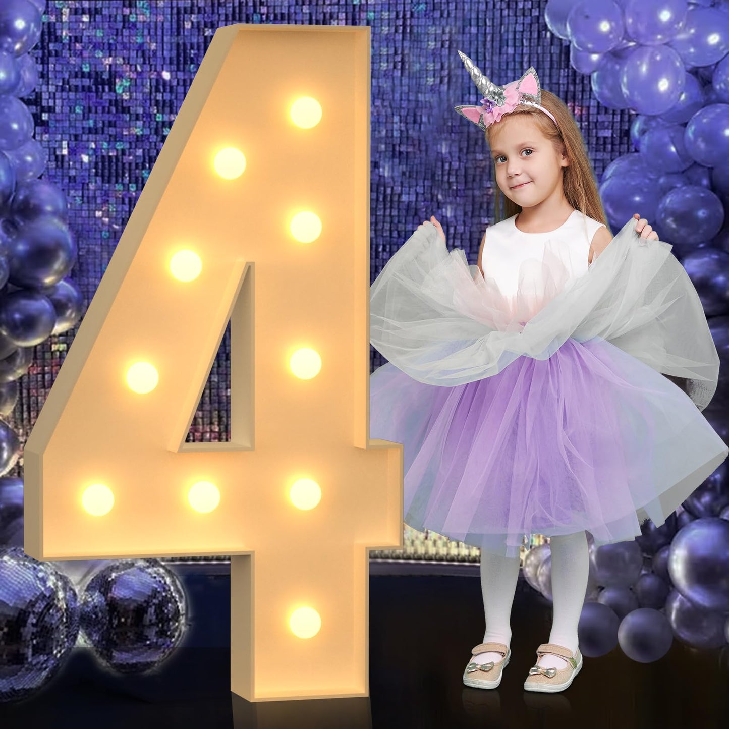 4Ft Light Up Numbers, Large Marquee Numbers For 4Th 14Th 40Th Birthday Decorations, Giant Light Up Numbers For Party Anniversary