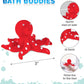Dollibu Octopus Bath Buddy Squirter - Floating Red Octopus Rubber Bath Toy, Fun Water Squirting Bathtime Play For Toddlers, Cute