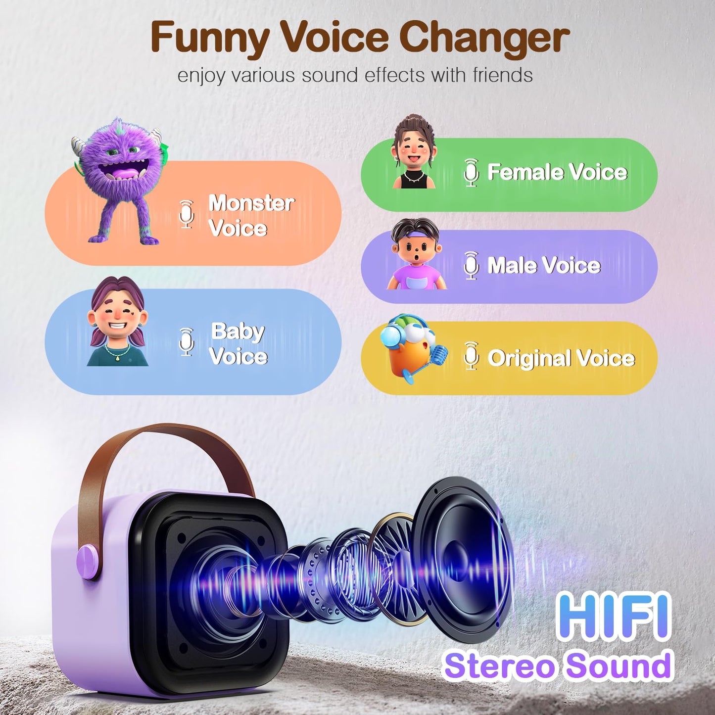 Portable Karaoke Machine,Mini Wireless Karaoke Machine,With 2 Microphone,Bluetooth Karaoke Speaker,With Funny Voice,4-12 Years Old Karaoke Machine For Kids
