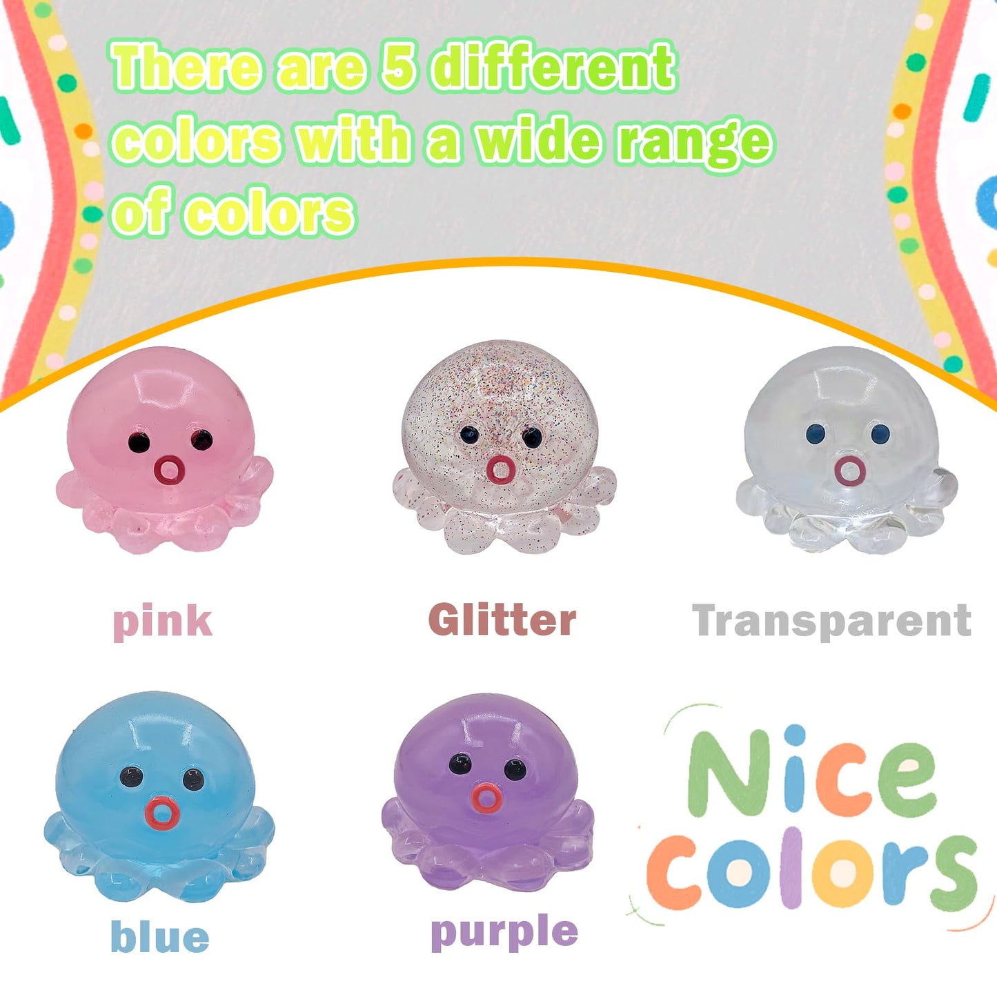 5 Pcs Taba Octopus Squishy for Kids mature-themeds  Big Squid Squishy Toys for Stress Relief  Super Soft Squeeze Fidget Toys