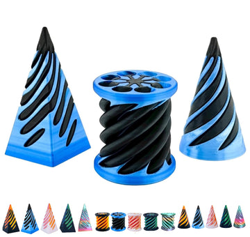 3 Packs Impossible Cone,Spiral Cone Fidget Toy Impossible Pyramid Passthrough Toy,3D Printed Spiral Cone Fidget Toy (Blue Black)