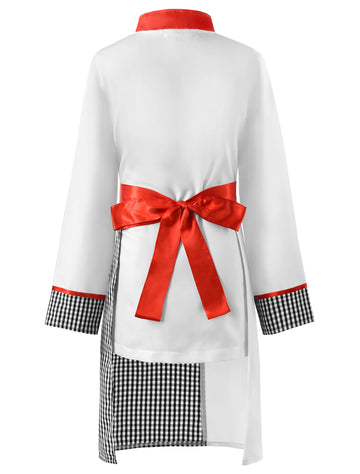 Relibeauty Kids Chef Costume Set For Kids Boys Girls Role Play With Detachable Apron, 130 White