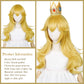 Princess Wig Blonde Wigs For Kids Girls, 22 Inch Long Golden Curly Kids' Cosplay Wave Wig With Crown Headband + Ear Clips + Broo