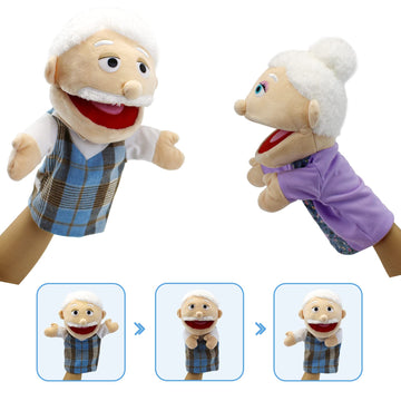 Family Hand Puppets,Puppets For Kids Role Paly Family Members 13.4 Inch Multi-Ethnic Puppets Plush Soft Hand Puppets Family Pupp