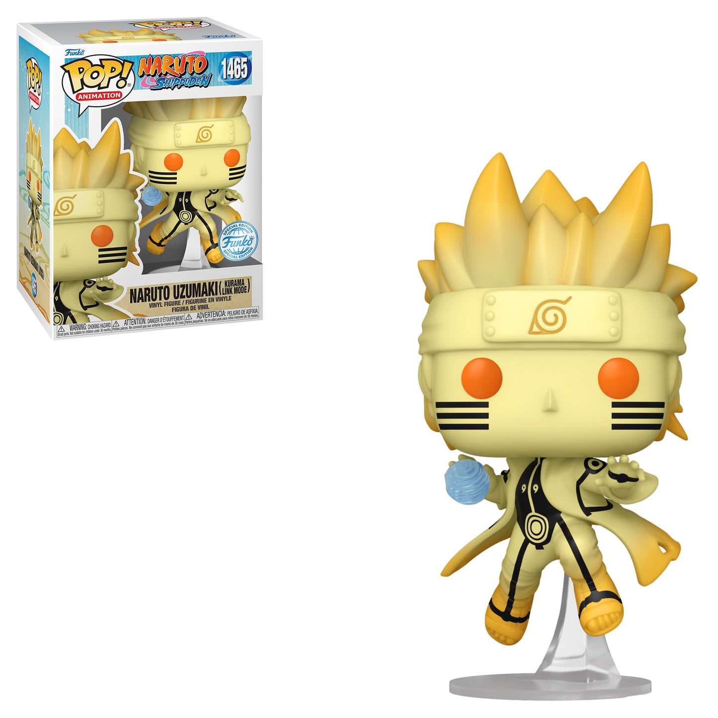 Funko Pop! Animation: Naruto Shippuden - Naruto Uzumaki In Kurama Link Mode With Rasengan Special Edition Multicolor Exclusive V