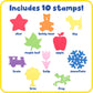 READY 2 LEARN Giant Stampers - Imaginative Play - Set 2 - Set of 10 - Easy to Hold Foam Stamps for Kids - Arts and Crafts Stamps
