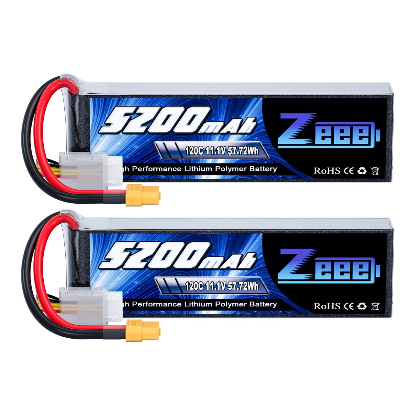 Zeee 3S Lipo Battery 5200mAh 120C 11.1V RC Soft Pack Battery with XT60 Connector for RC Car Truck Airplane Helicopter Plane Quad