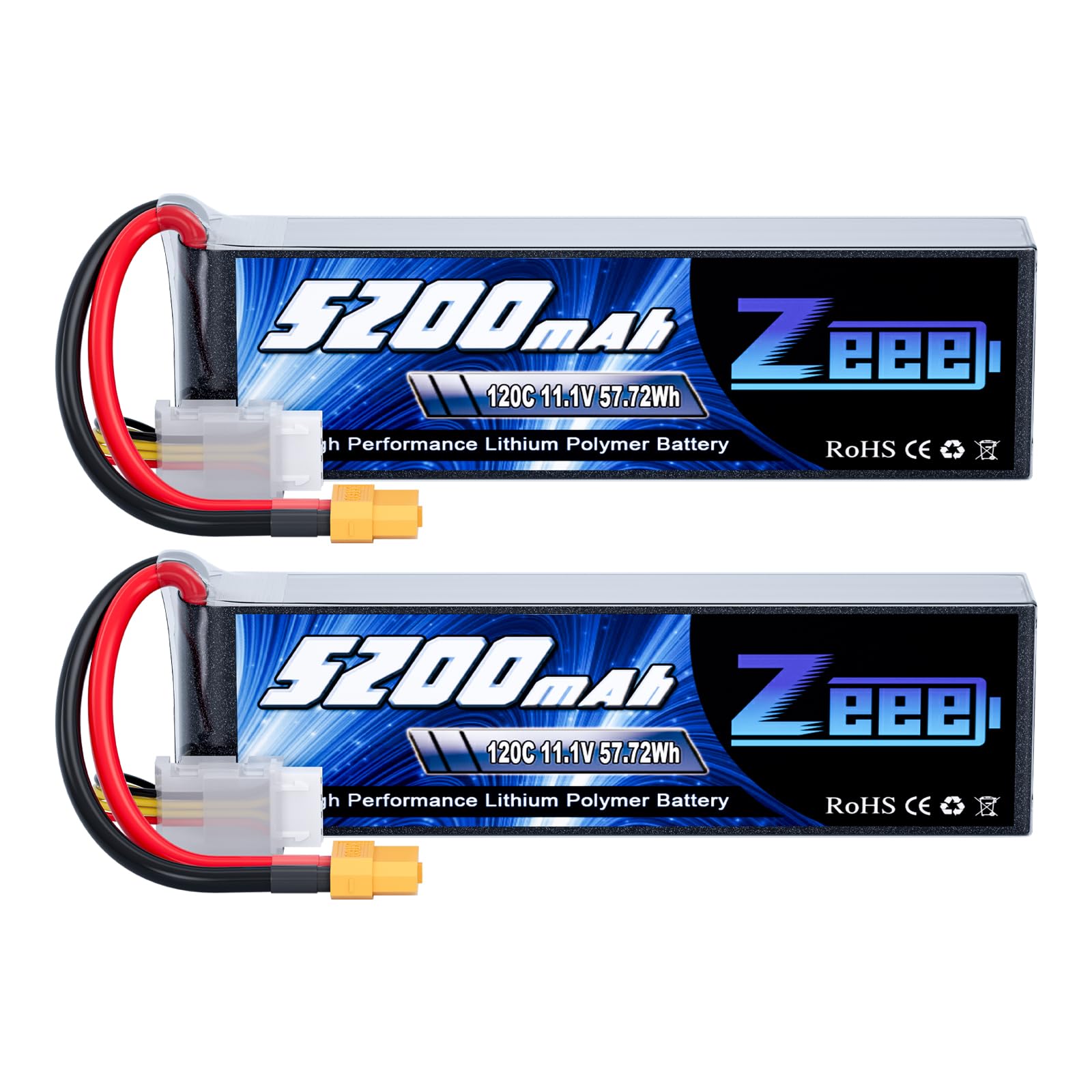 Zeee 3S Lipo Battery 5200mAh 120C 11.1V RC Soft Pack Battery with XT60 Connector for RC Car Truck Airplane Helicopter Plane Quad