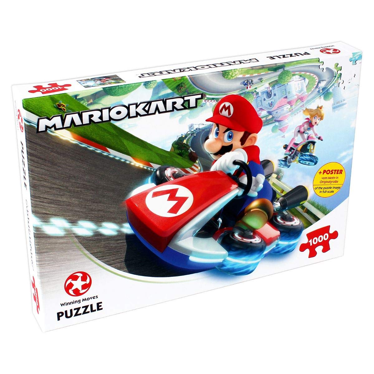 Winning Moves Mario Kart Funracer 1000 Piece Jigsaw Puzzle Game, Piece Together The Iconic Mario Kart Scene, Contains A Full-Sca